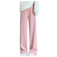 thumbnail image 1 of FAIWAD Women's Knit Pants Fleece Lined Elastic High Waisted Wide Leg Loose Long Lounge Pants, 1 of 5
