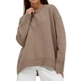 thumbnail image 1 of FAIWAD Women's Knit Ribbed Sweater Round Neck Drop Shoulder Casual Loose Pullover Sweater, 1 of 4