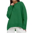 thumbnail image 1 of FAIWAD Women's Knit Ribbed Sweater Round Neck Drop Shoulder Casual Loose Pullover Sweater, 1 of 5