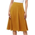 thumbnail image 1 of FAIWAD Women's Knitted A-line Skirt Basic Solid Color High Waist Casual Comfy Knee Midi Skirt, 1 of 4