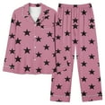 thumbnail image 1 of Valentine's Day Pajamas Set for Women Heart Print Lapel Button Down Shirt with Long Pants Cute Comfy Home Sleepwear, 1 of 4