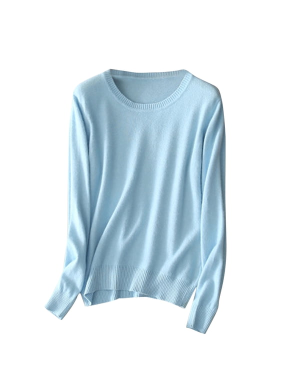 Women's Long Sleeve Tunic Tops Casual Round Neck Loose Blouses Basic Stretch Lightweight Tops