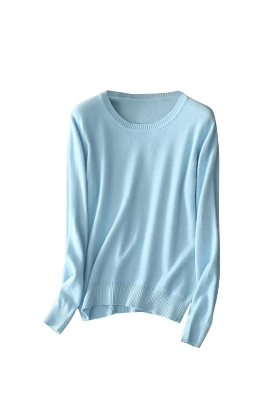 Women's Long Sleeve Tunic Tops Casual Round Neck Loose Blouses Basic Stretch Lightweight Tops