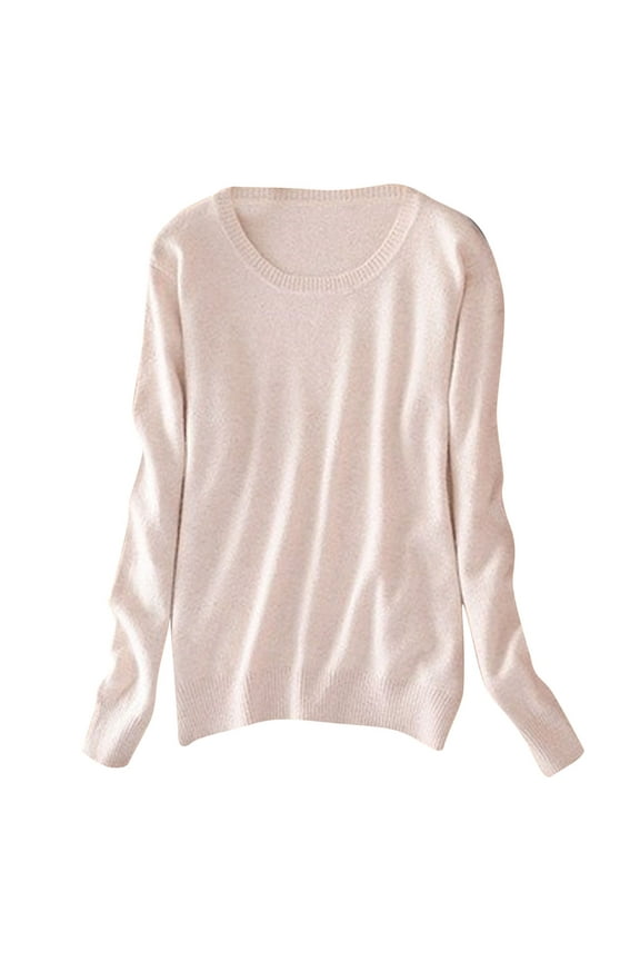 Women's Long Sleeve Tunic Tops Casual Round Neck Loose Blouses Basic Stretch Lightweight Tops
