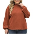 thumbnail image 1 of FAIWAD Women's Long Sleeve Turtleneck Ribbed Knit Top Baggy Solid Color Plus Size Pullover Tops, 1 of 4
