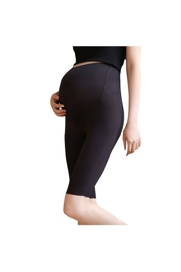 Women's Maternity Seamless Shapewear Shorts Knee Length Stretch Pregnancy Underwear Over Belly Crop Legging