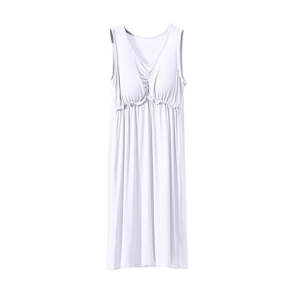 FAIWAD Women's Maxi Dress V Neck Sleeveless Summer Dress Casual Loose Flowy A Line Tank Dress