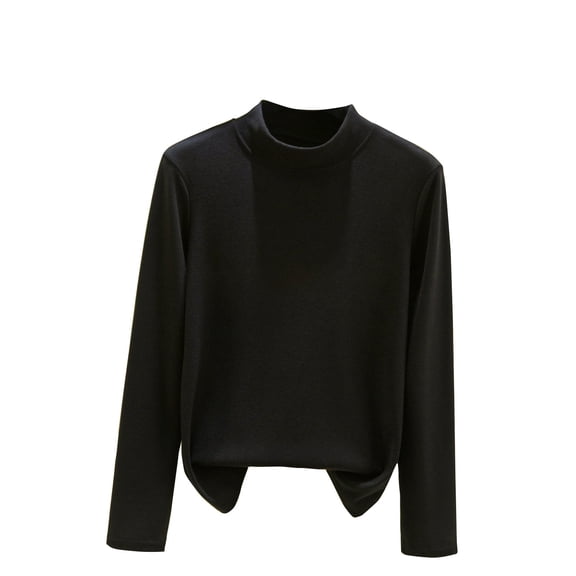 FAIWAD Women's Mock Neck Long Sleeve Tops Slim Fitted Lightweight Thermal Pullover Basic Layer Soft Comfy Tshirt