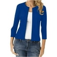 thumbnail image 1 of FAIWAD Women's Open Front Cardigan Sweater Elegant 3/4 Sleeve Short Lightweight Silm Outwears (X-Large, Blue), 1 of 8