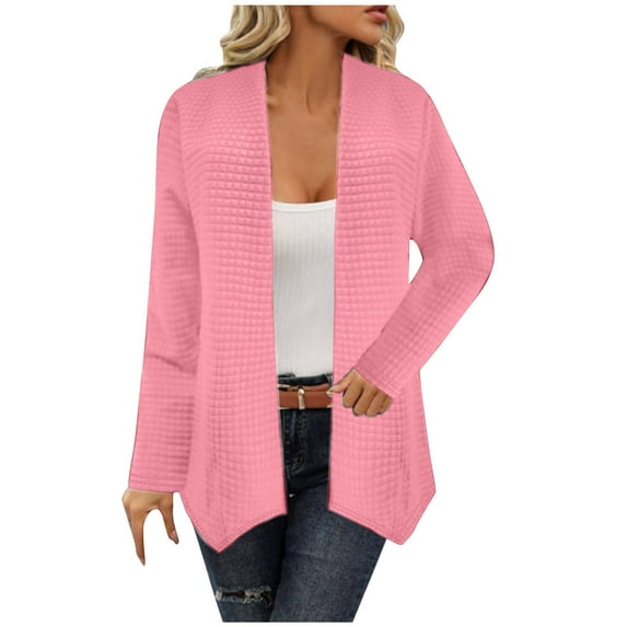 FAIWAD Women’s Open Front Draped Lapel Cardigan Long Sleeve Loose Spring Lightweight Soft Outwear