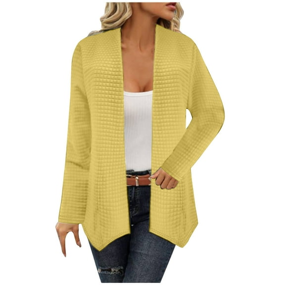 FAIWAD Women’s Open Front Draped Lapel Cardigan Long Sleeve Loose Spring Lightweight Soft Outwear