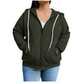 thumbnail image 1 of FAIWAD Women's Oversized Hooded Sweatshirts Full Zip Up Long Sleeve Casual Jacket with Pocket Casual Lightweight Outwear, 1 of 6