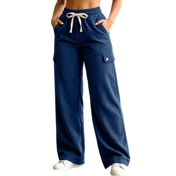 FAIWAD Women's Plus Size Corduroy Pants High Waisted Straight Leg Athletic Cargo Pant with Pockets