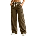 thumbnail image 1 of FAIWAD Women's Plus Size Corduroy Pants High Waisted Straight Leg Athletic Cargo Pant with Pockets, 1 of 7