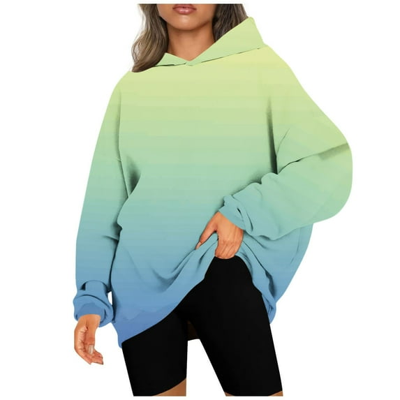 FAIWAD Women's Plus Size Gradient Hoodies Sweatshirts Loose Long Sleeve Fall Winter Pullover Top (3X-Large, Yellow)