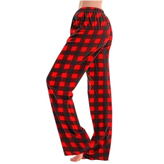 FAIWAD Women's Plus Size Pajama Pants Soft Comfy Homewear Pjs Elatic Waist Wide Leg Pants for All Seasons