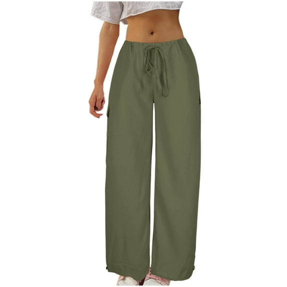 FAIWAD Women's Plus Size Pants High Waisted Drawsting Wide Leg Trousers Business Casual Pants Summer Beach Pants