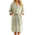 thumbnail image 1 of FAIWAD Women's Plush Bath Robe Fluffy Fleece Wrap Robe with Pockets 3/4 Sleeve Lounge Wear, 1 of 7