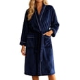 thumbnail image 1 of FAIWAD Women's Plush Bath Robe Fluffy Fleece Wrap Robe with Pockets 3/4 Sleeve Lounge Wear, 1 of 7
