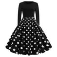 thumbnail image 1 of FAIWAD Women's Polka Dress Long Sleeve Knee-Length A-Line Dress Round Neck Cocktail Party Dress with Belt, 1 of 8