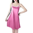 thumbnail image 1 of FAIWAD Women's Satin Nightgown Sleeveless Spaghetti Strap Tank Dress Casual Loose Knee Length Nightwear Comfy Soft Home Dress, 1 of 6