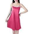 thumbnail image 1 of FAIWAD Women's Satin Nightgown Sleeveless Spaghetti Strap Tank Dress Casual Loose Knee Length Nightwear Comfy Soft Home Dress, 1 of 7