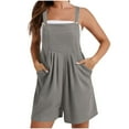 thumbnail image 1 of FAIWAD Women's Short Overalls Casual Loose Bib Jumpsuits Button Up Adjustable Straps Rompers with Pockets, 1 of 8