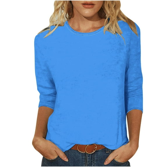 FAIWAD Women's Short Sleeve Tops 3/4 Sleeve Plus Size Summer Tunic Tops Casual Lightweight Blouse