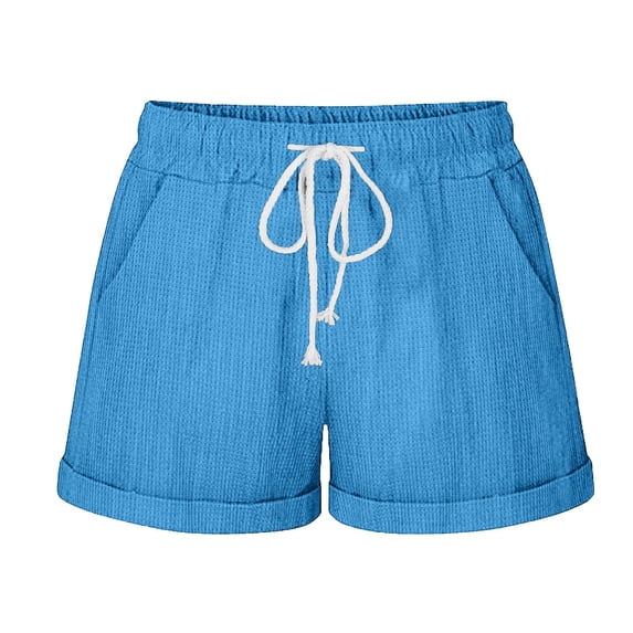 FAIWAD Women's Shorts Straight Leg Drawstring Elastic Waist Summer Shorts Casual Classic Sport Shorts with Pockets