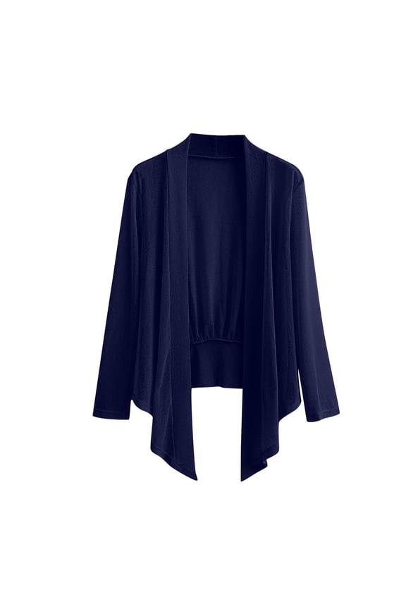 Women's Shrugs Long Sleeve Open Front Cardigan Solid Color Lightweight Sheer Coat