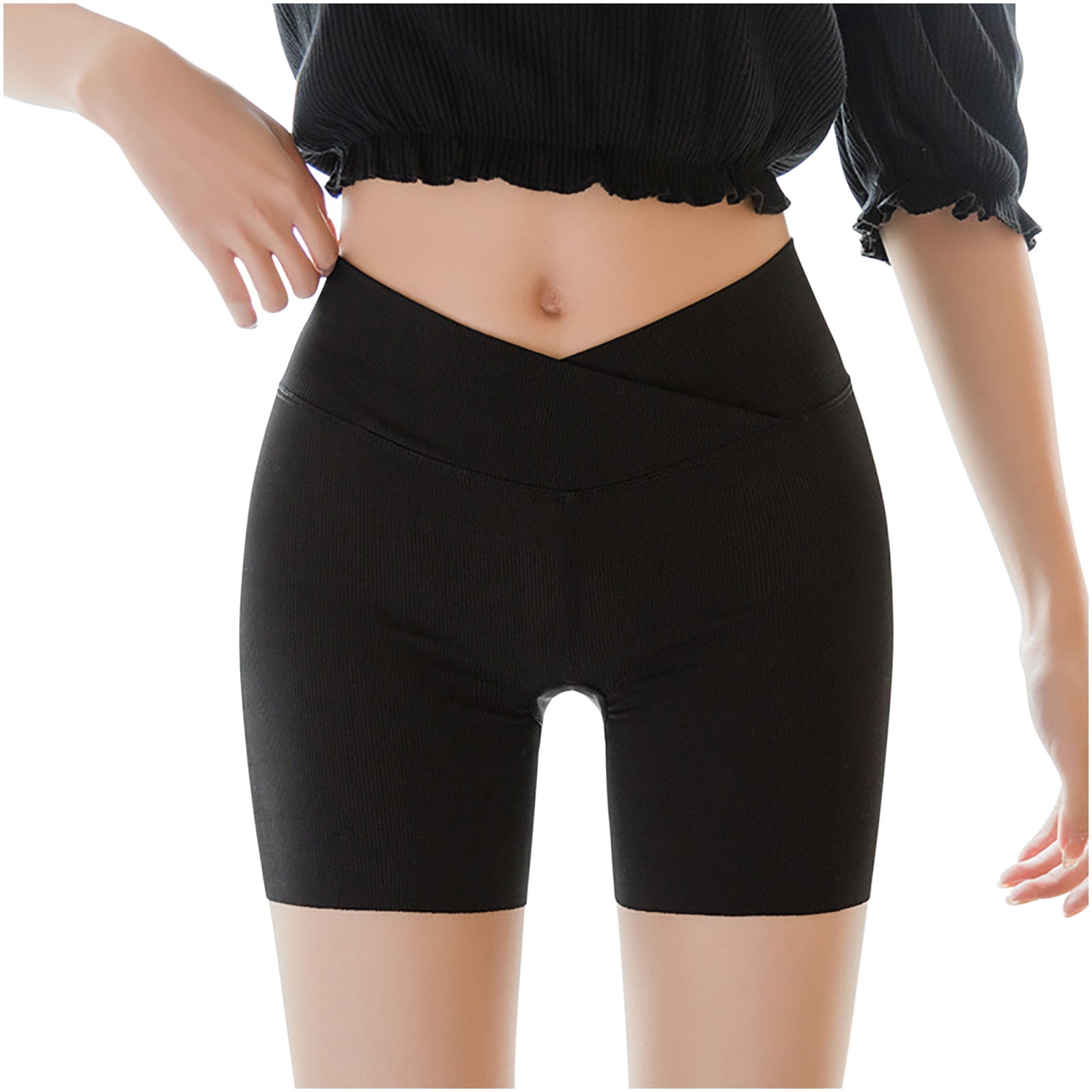 FAIWAD Women's Silk Safety Shorts Cross Elastic Waist Shorts FAIWAD Women's Silk Safety Shorts Cross Elastic Waist Shorts