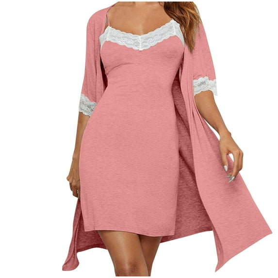 FAIWAD Women's Sleeveless Nightdress Lace Patchwork Strappy Tank Dress Solid Color Cami Maxi Dresses