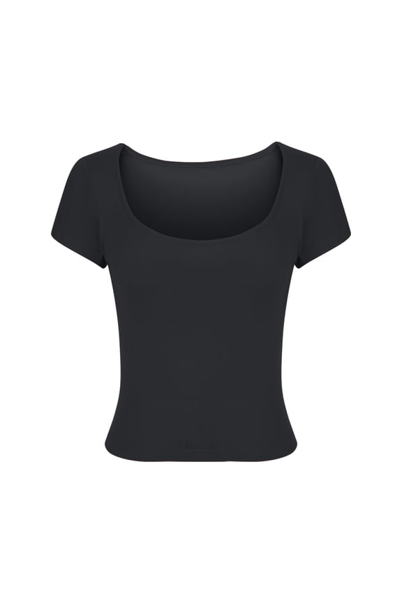 Women's Square Neck Crop Tops Short Sleeve Tight Going Out Cute T-Shirt Ladies Workout Basic Tees