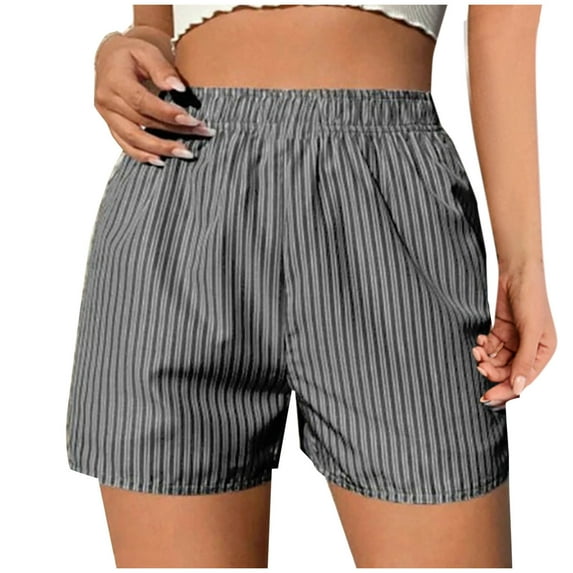 FAIWAD Women's Striped Shorts Summer Elastic High Waisted Mini Shorts Lounge Baggy Pajama Short Pants