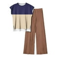 thumbnail image 1 of FAIWAD Women's Summer 2 Piece Outfits Cap Sleeve Slit Cropped Top and Wide Leg Pants Lounge Tracksuit, 1 of 4