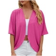 thumbnail image 1 of FAIWAD Women's Summer Open Front Cardigan 3/4 Sleeve Casual Lightweight Plus Size Outerwear Top, 1 of 4