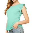 thumbnail image 1 of FAIWAD Women's Summer Ruffle Cap Sleeve Tank Tops Casual Round Neck Ribbed Knit Sleeveless Blouses, 1 of 4