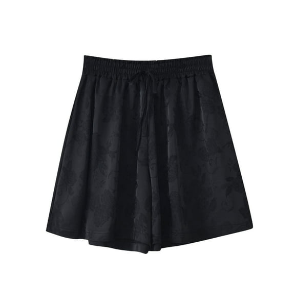 FAIWAD Women's Summer Satin Shorts Drawstring Elastic Waist Floral Print Short Pants Casual Outdoor Hiking Shorts