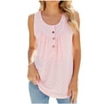 thumbnail image 1 of FAIWAD Women's Summer Sleeveless Top Loose Casual Round Neck Pleated Blouses Plus Size Button Up Tank Top, 1 of 5