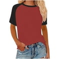thumbnail image 1 of FAIWAD Women's Summer Tops Short Sleeve Round Neck Plus Size T Shirts Casual Color Blocked Loose Workout Tunic Top, S-5XL, 1 of 6