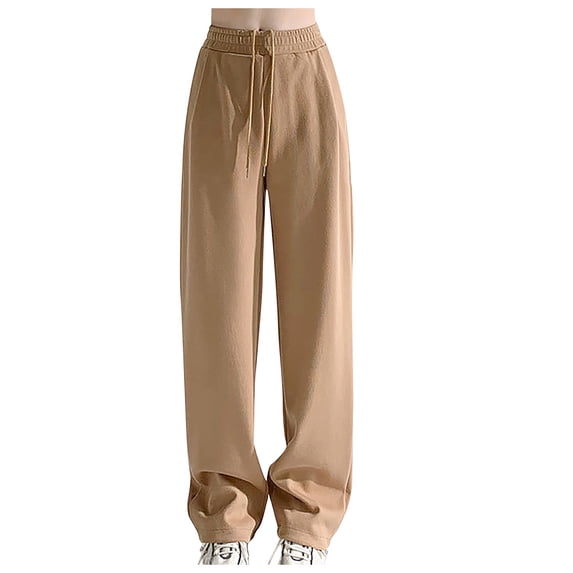 FAIWAD Women's Sweatpants Elastic Fleece Lined High Waisted Wide Leg Loose Drawstring Long Lounge Pants