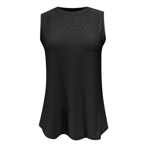 FAIWAD Women's Tank Tops Round Neck Sleeveless Lace Crochet Hollow T Shirts Casual Loose Tunic Tops
