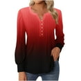 thumbnail image 1 of FAIWAD Women's V Neck Long Sleeve Tunic Tops Gradient Pleated Layered Button Down Slim Pullover Tops, 1 of 5