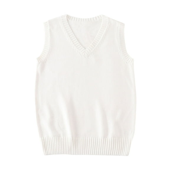 FAIWAD Women’s V Neck Sweater Vest Casual Solid Color Sleeveless Knit Pullover Classic School Uniform Sweaters Waistcoat