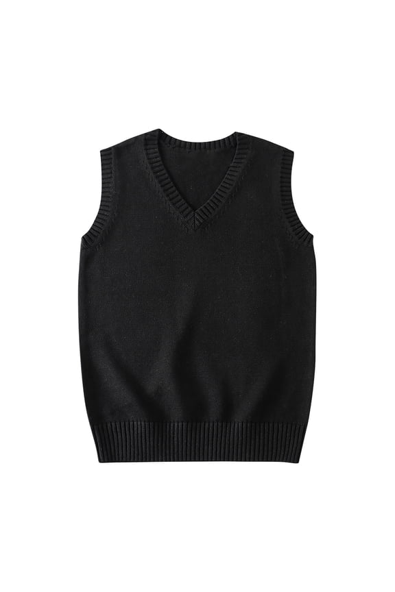 Women’s V Neck Sweater Vest Casual Solid Color Sleeveless Knit Pullover Classic School Uniform Sweaters Waistcoat