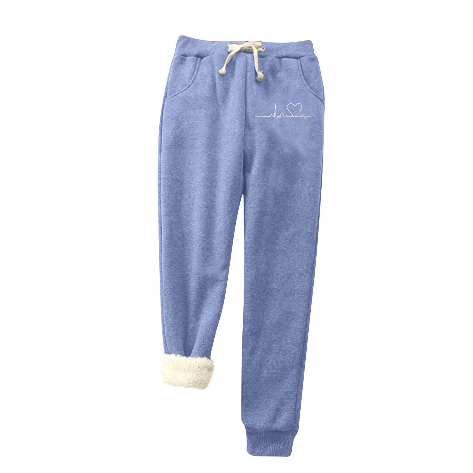 FAIWAD Women's Warm Joggers Fleece Lined Pants Cute Graphic Elastic Waist  Sweatpants with Drawstring (3X-Large, Blue2) 