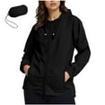 thumbnail image 1 of FAIWAD Women's Waterproof Raincoat Lightweight Hooded Packable Rain Jacket Outdoor Windbreaker with Pocket, 1 of 7