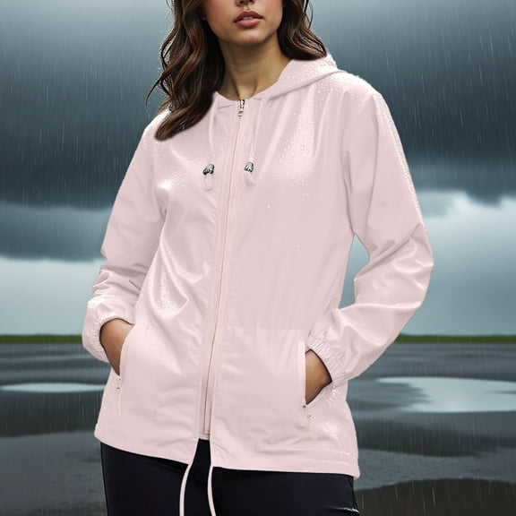 FAIWAD Women's Waterproof Raincoat Lightweight Hooded Packable Rain Jacket Outdoor Windbreaker with Pocket