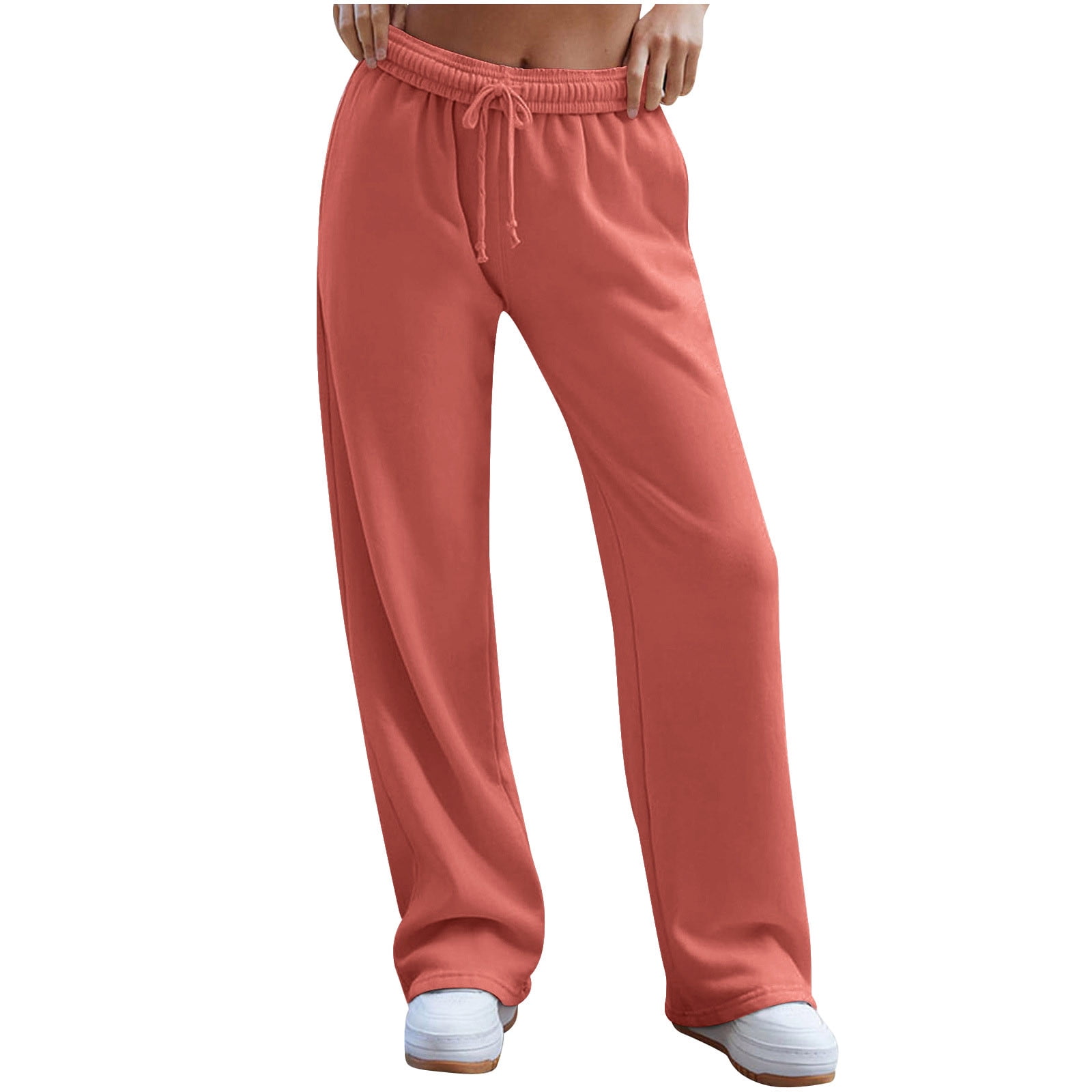 Coolmee Cargo Pants Women Wide Leg Drawstring Elastic Waist Baggy Parachute Pants Woman Bottoms With Multiple Pockets XL Khaki