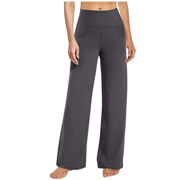 FAIWAD Women's Wide Leg Yoga Pants Loose Straight Leg Sports Casual Pants High Waist Stretch Pants